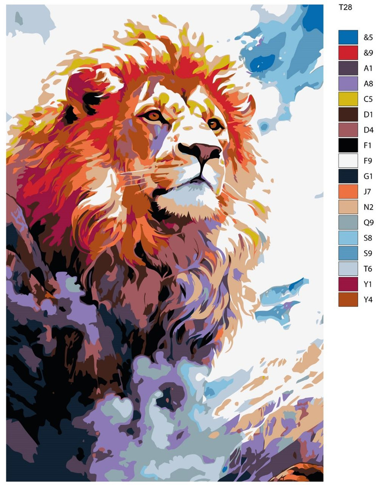 Картина по номерам T28 "Красивый лев" 40х60 см #1