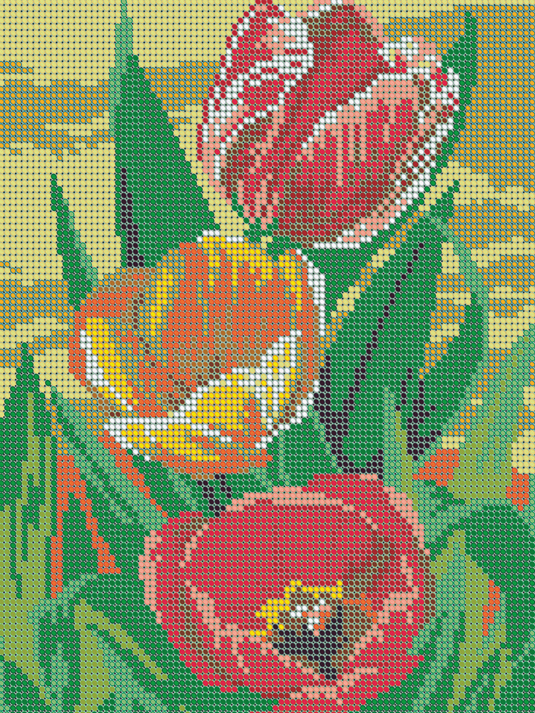 Набор для вышивания бисером Тайвань, картина Тюльпаны 19х24, Вышивочка  #1