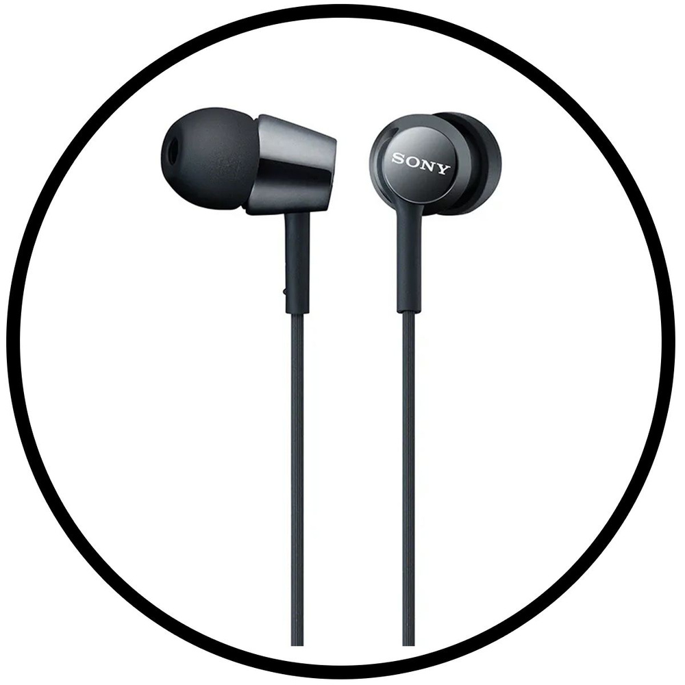 MDR-EX155AP B проводные наушники Sony с микрофоном, чёрный #1