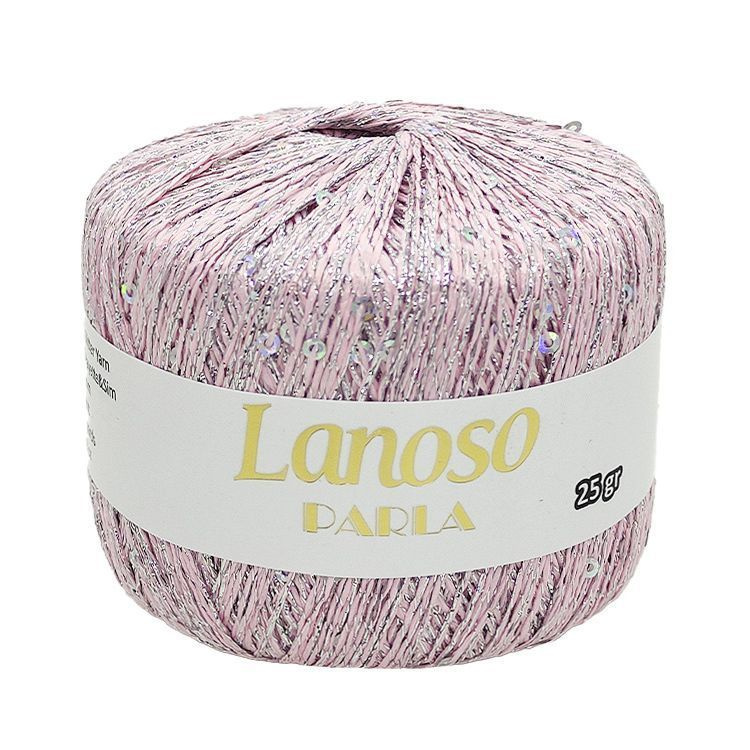 Пряжа Parla Lanoso - 3151 (бл.розовый с сер.пайетками), 75% люрекс, 25% пайетки, (25г, 210м) нитки для #1