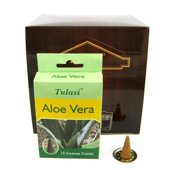 Tulasi Incense CONES ALOE VERA, Sarathi (Туласи благовония КОНУСЫ АЛОЭ ВЕРА, Саратхи), уп. 15 конусов. #1