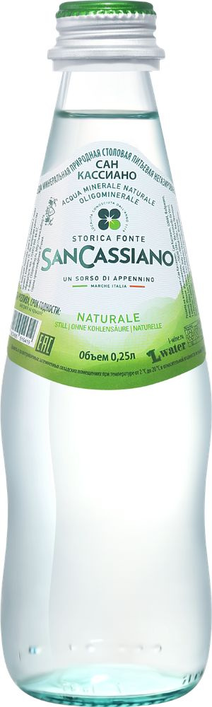 Вода минеральная природная питьевая столовая негазированная Сан Кассиано 0,25л по 24 Тоньи Спа Италия #1