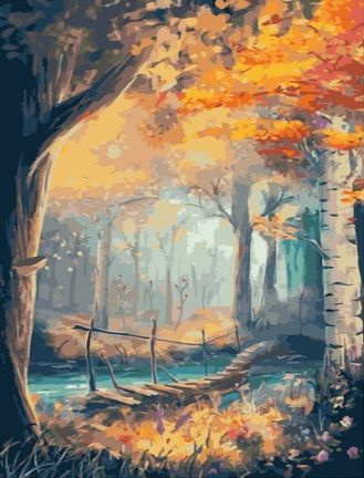 Картина по номерам "Мостик в лесу" холст на подрамнике 40х50 см, GX36034  #1