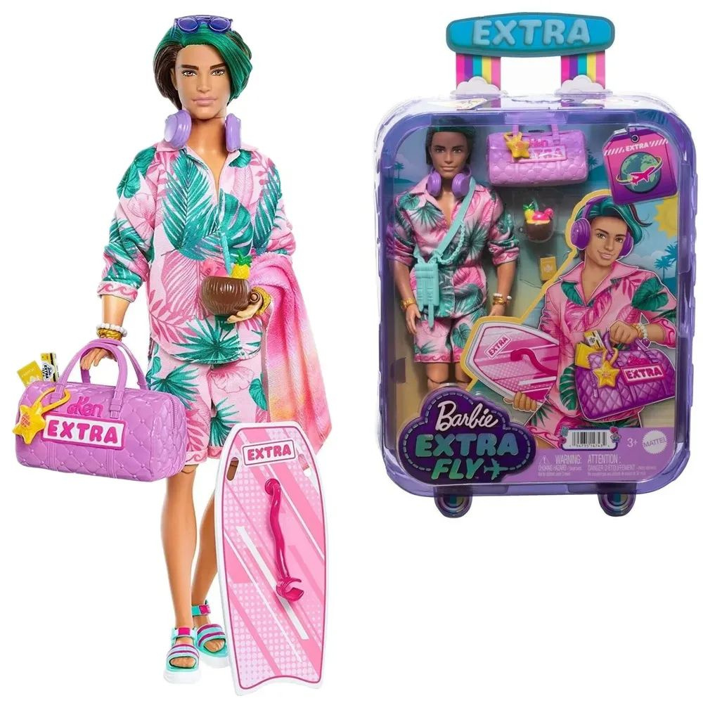 Кукла Barbie Extra Fly Beach Mattel Кен в модной пляжной одежде HNP86 #1