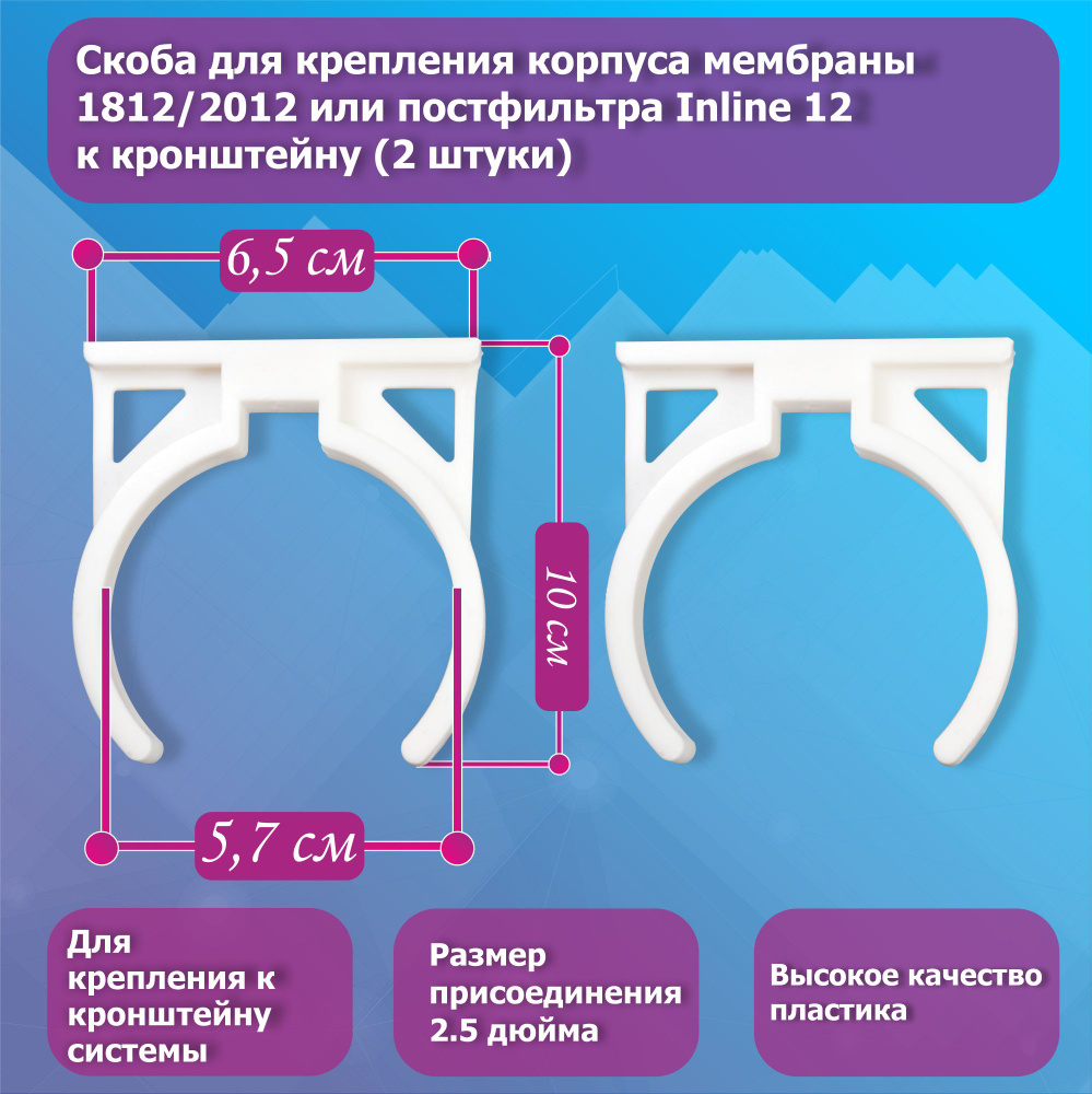 Скоба для крепления корпуса мембраны 1812/2012 или постфильтра Inline 12 к кронштейну, комплект 2 шт. #1