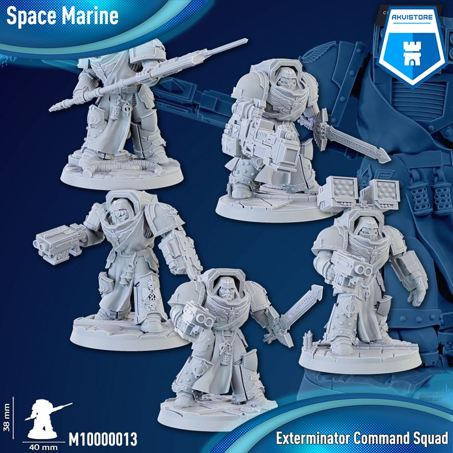 Космические десантники (Space Marine) - Exterminator Command Squad 32 мм миниатюра 3D печать Warhammer #1