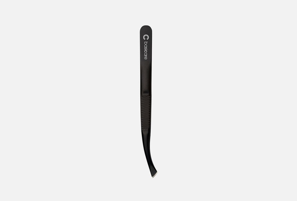 Пинцет черный матовый с изогнутыми скошенными кончиками / BASICARE, TWEEZER BLACK ELECTOR / 1мл  #1