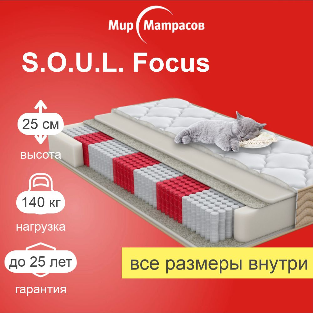 Мир Матрасов Матрас S.O.U.L. Focus, Независимые пружины, 60х190 см  #1