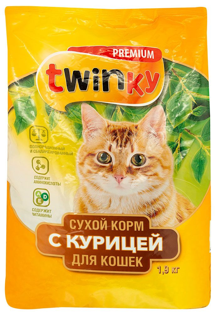 Корм для кошек с курицей сухой, 1.9 кг, Twinky #1