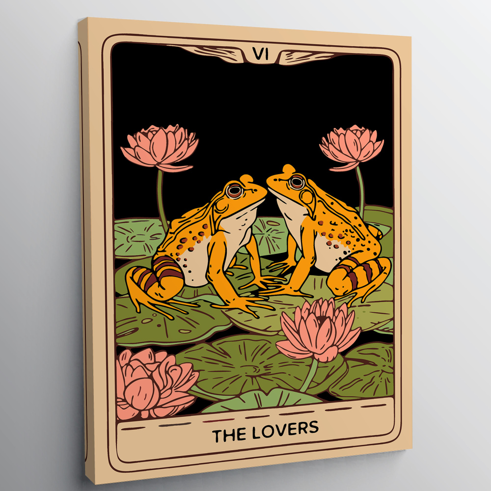 Картина по номерам, холст на подрамнике - Таро Любовники - Животные, лягушки 30х40см.  #1
