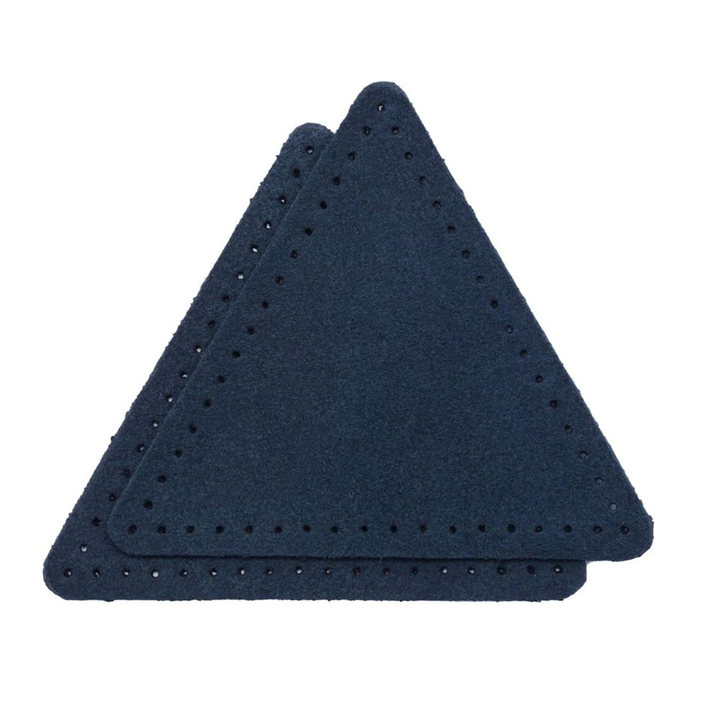 Заплатка на одежду пришивная из замши, треугольная равносторонняя с перфорацией, 8 см, 2 шт/упак, цвет #1