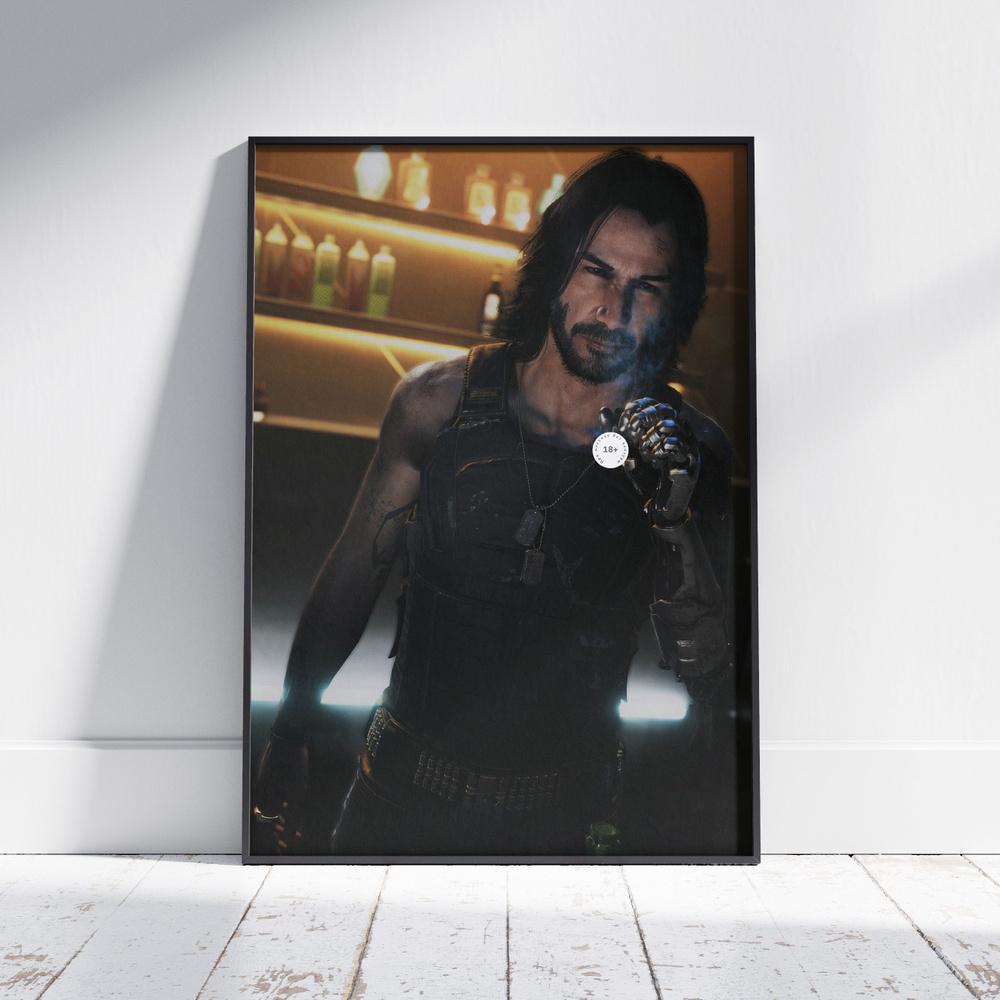 Плакат на стену для интерьера Киберпанк 2077 (Джонни Сильверхенд 13) - Постер по игре формата А3 (30x42 #1