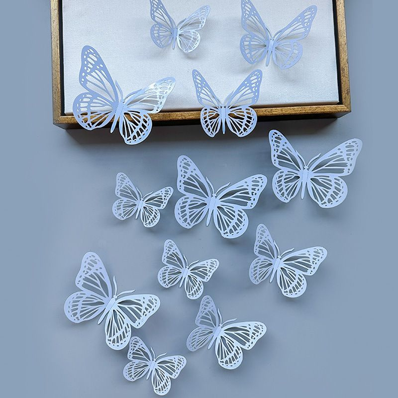 Бабочки для букетов, декоративные наклейки 12 шт, 3 размера голубые  #1