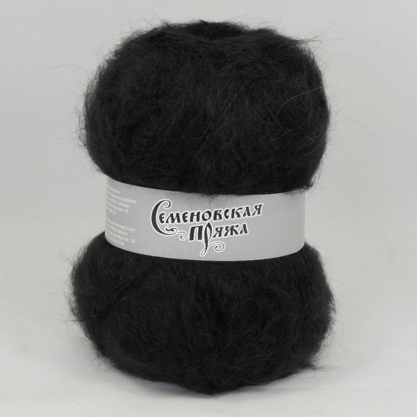 Пряжа в мотках Mohair Goat (Ангорская коза) черный, 20% шерсть имп.меринос, 30% мохер,50% акрил, 210 #1