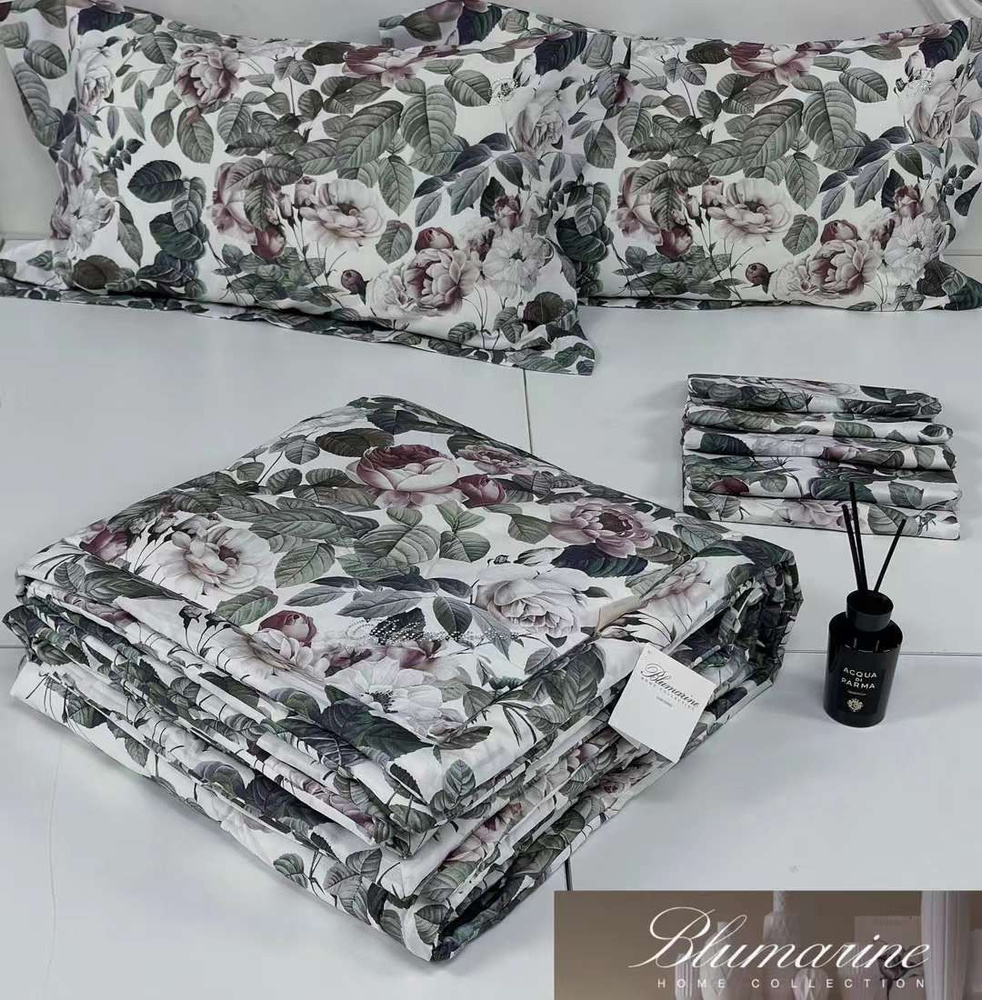 Blumarine Комплект постельного белья с одеялом, Тенсель, Хлопок, Евро, наволочки 50x70  #1