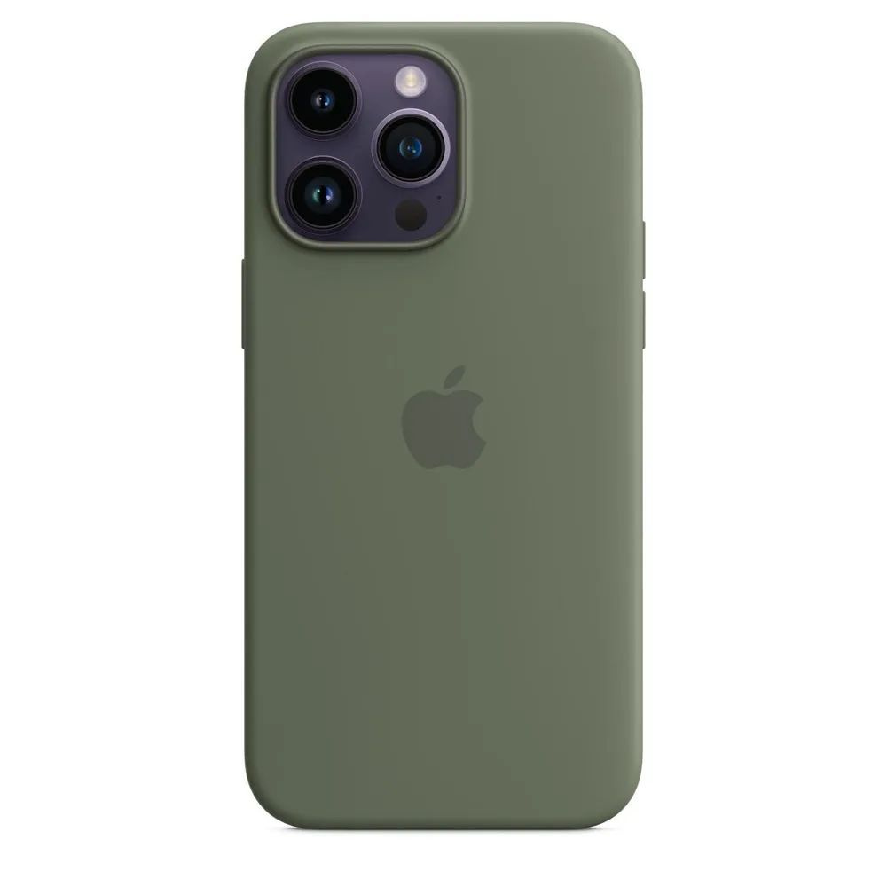 Чехол-накладка для iPhone 14 Pro Max / Silicone Case MagSafe / Olive / Цветная анимация + Защитное стекло #1