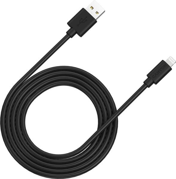 Canyon Кабель для подключения периферийных устройств USB 3.1 Type-A/Apple Lightning, 2 м, черный  #1