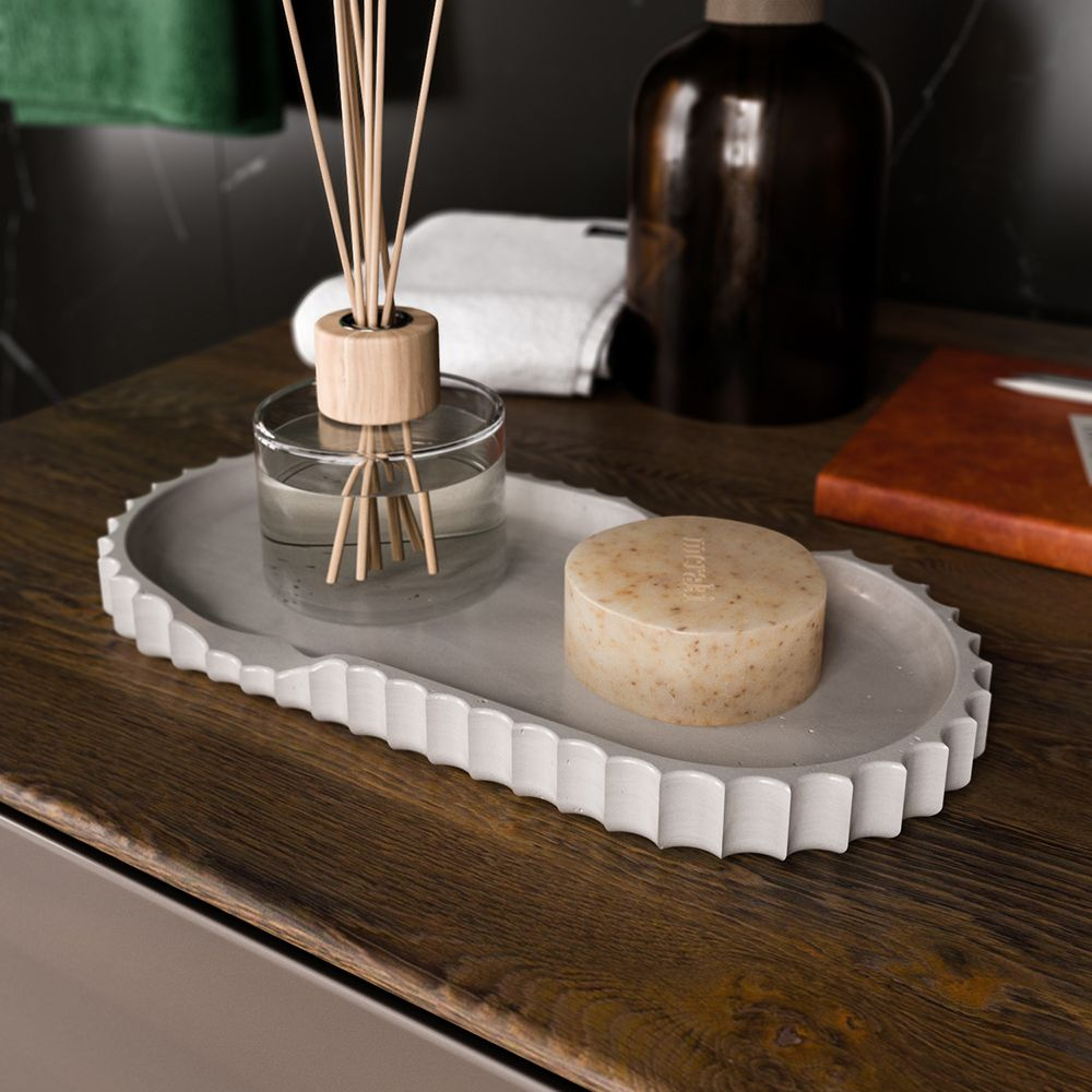 Интерьерная посуда для кухни и гостиной. Декоративная поднос - подставка 23х11 см. San Marino S серая #1