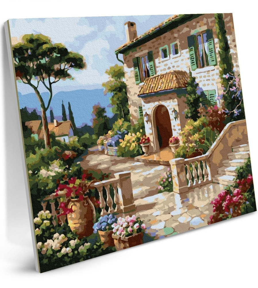 Картина по номерам на холсте 40x50 Итальянская Вилла на подрамнике c оргалитом  #1