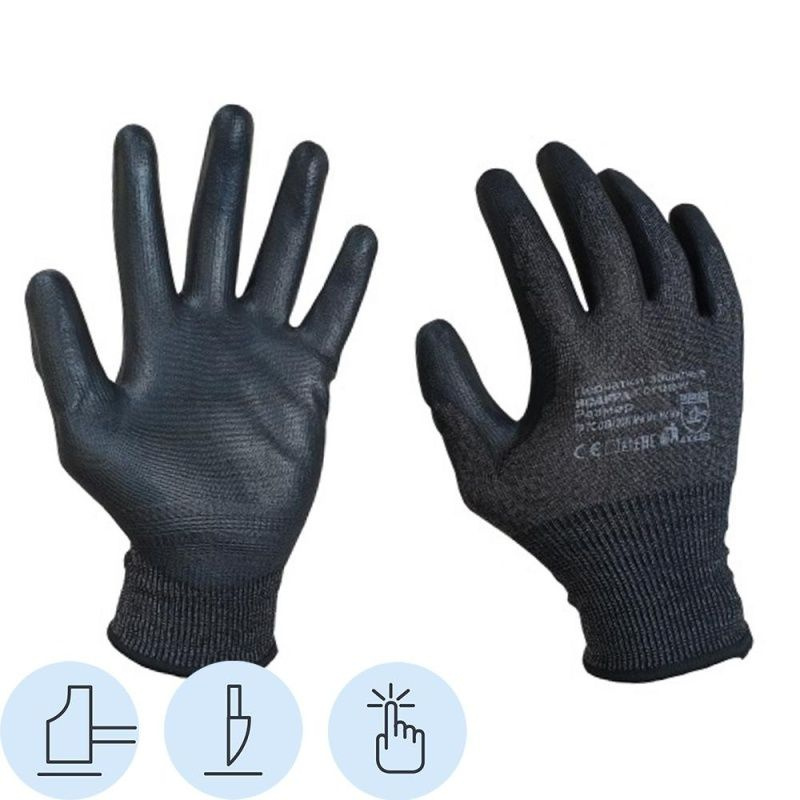 Защитные перчатки Scaffa "Рубеж", от порезов, ПУ Тач В, размер 9  #1