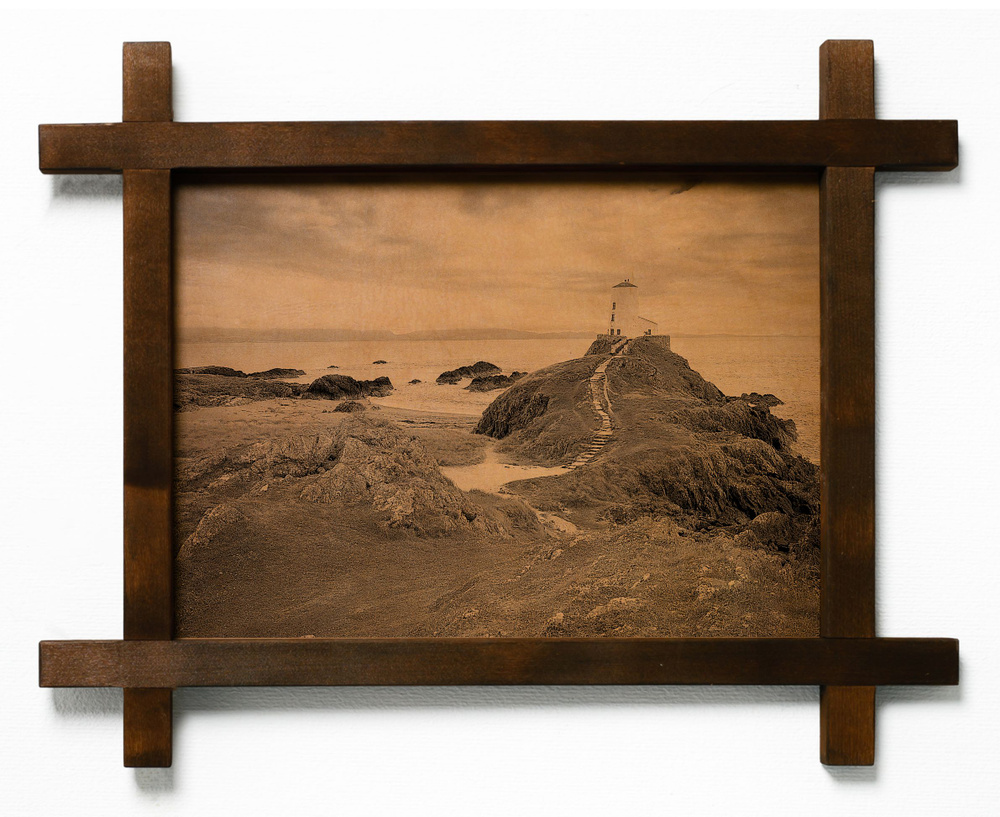 Картина "Остров Англси, Уэльс", гравировка на натуральной коже, интерьерная для украшения и декора на #1
