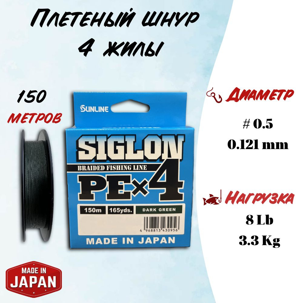 Шнур плетёный Sunline SIGLON PEx4 №0.5 / леска плетенка #1