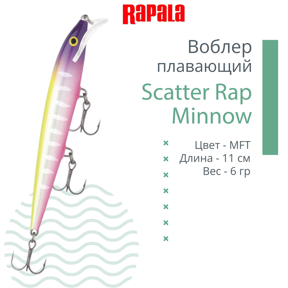 Воблер RAPALA Scatter Rap Minnow 11, MFT, плавающий, 1.8-2.7м, 11см, 6гр. #1