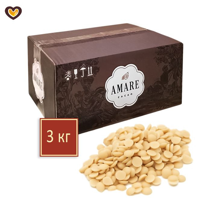 "Шоколад" белый Amare ПРО на эквиваленте масла какао, кор 3кг, (по ГОСТ Р 53897: глазурь шоколадная) #1