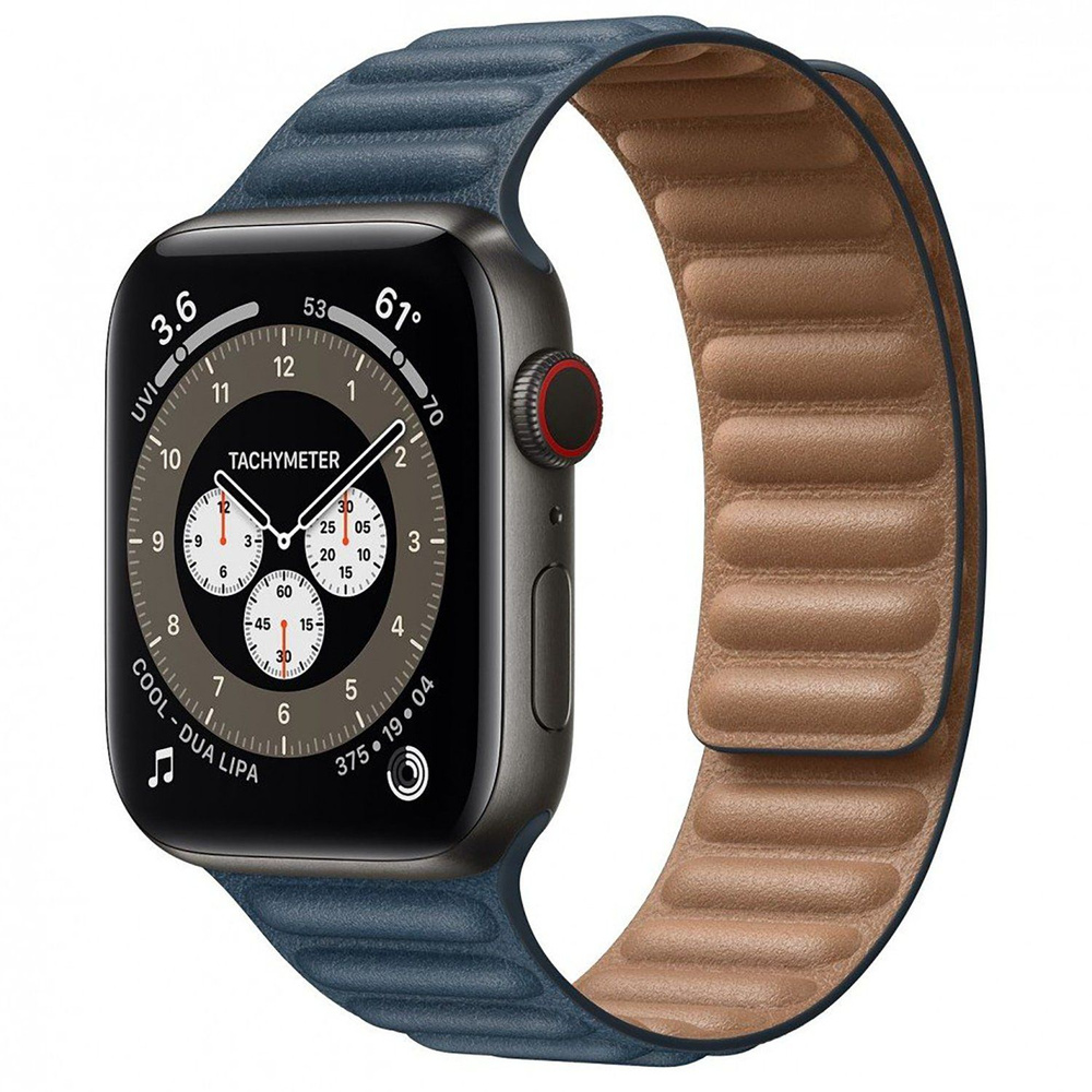 Ремешок для смарт-часов ApW31 Apple Watch 42/44/45мм, экокожа на магните, синий, 1 шт  #1