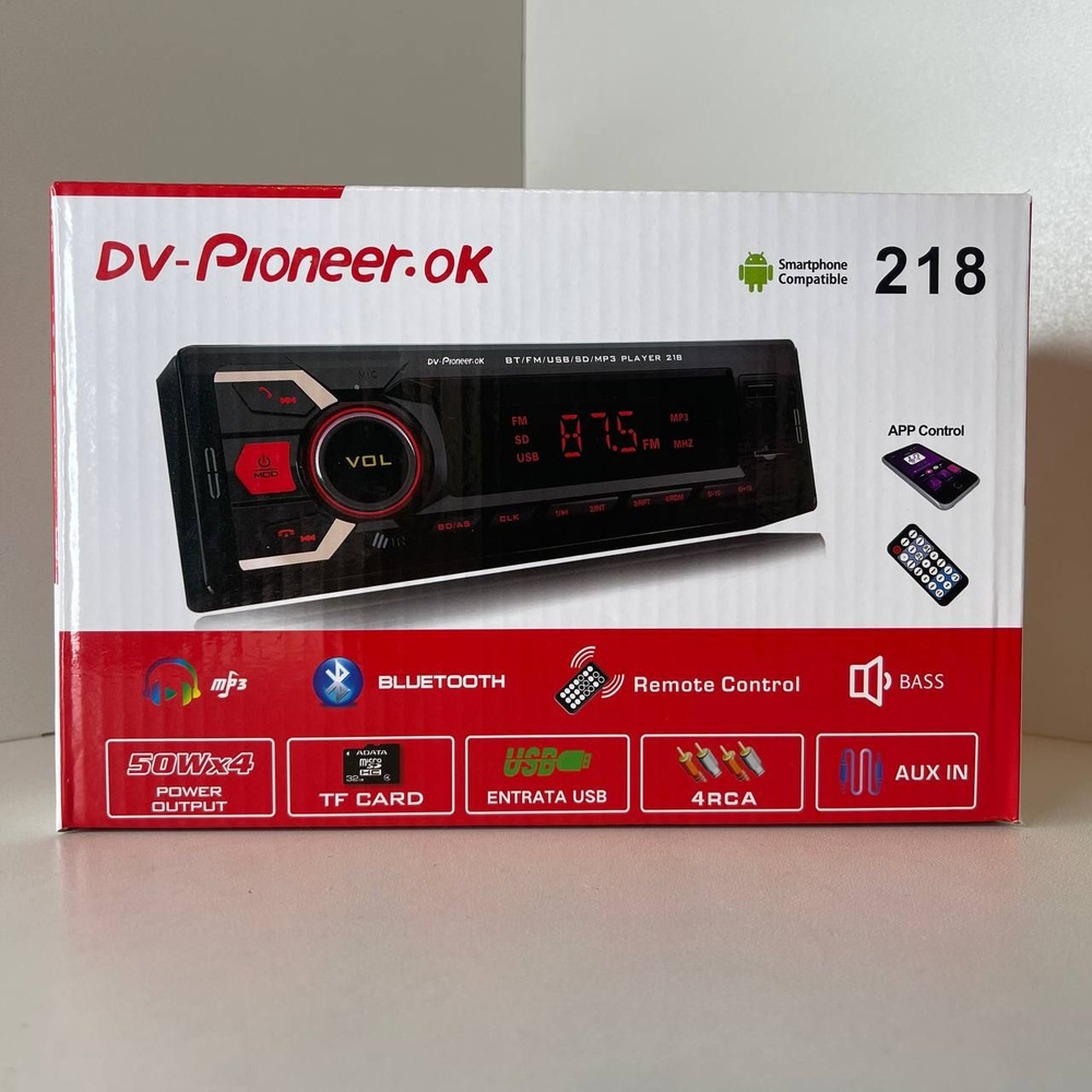 Автомагнитола Pioneer ok 218/ Магнитола 1 Din с Bluetooth AUX/ #1