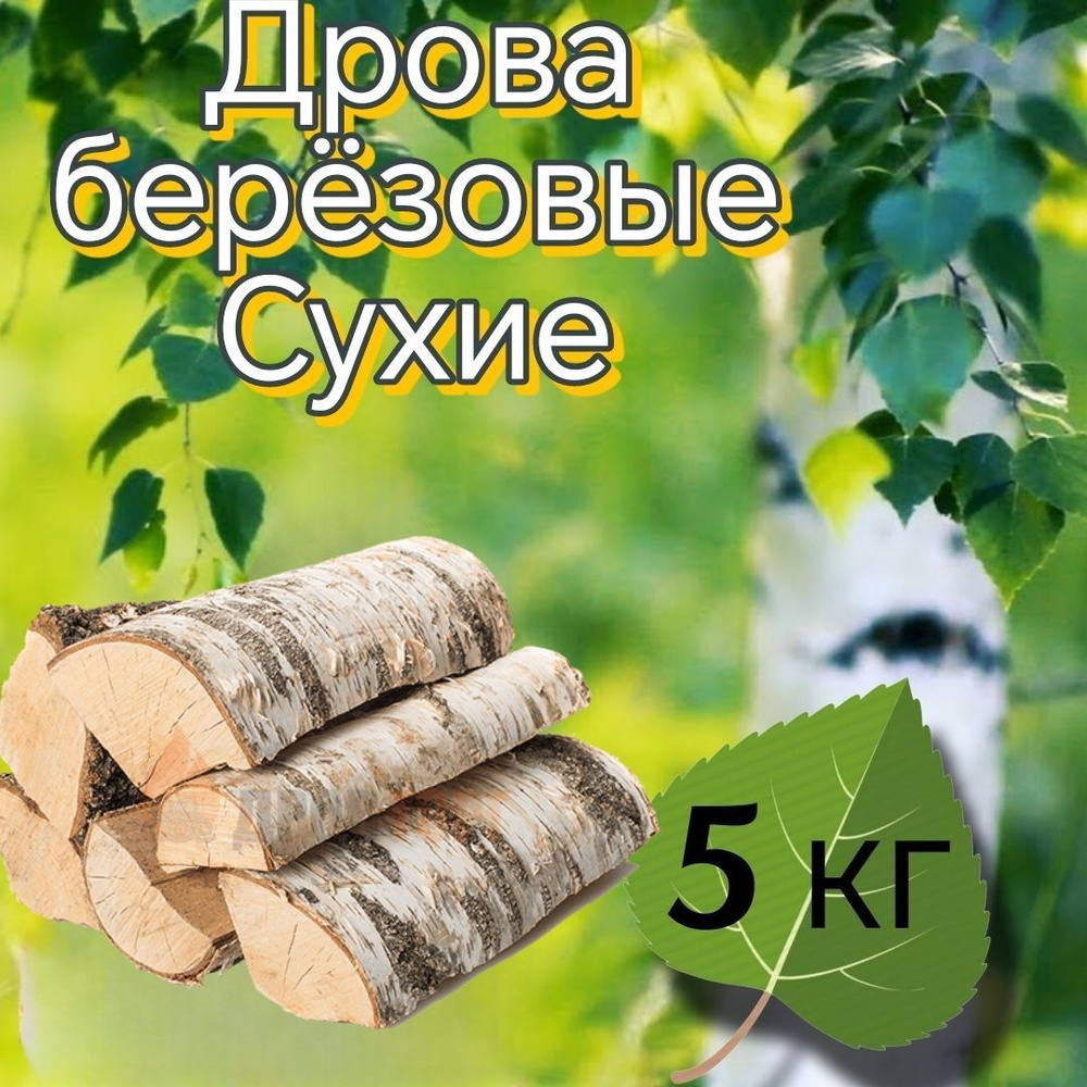 Дрова берёзовые сухие 5 кг для камина, мангала, бани и костра  #1