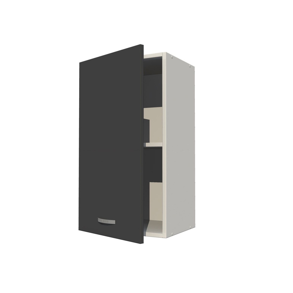 Кухонный модуль навесной однодверный корпус белый фасад графит шкаф настенный на 400 см  #1