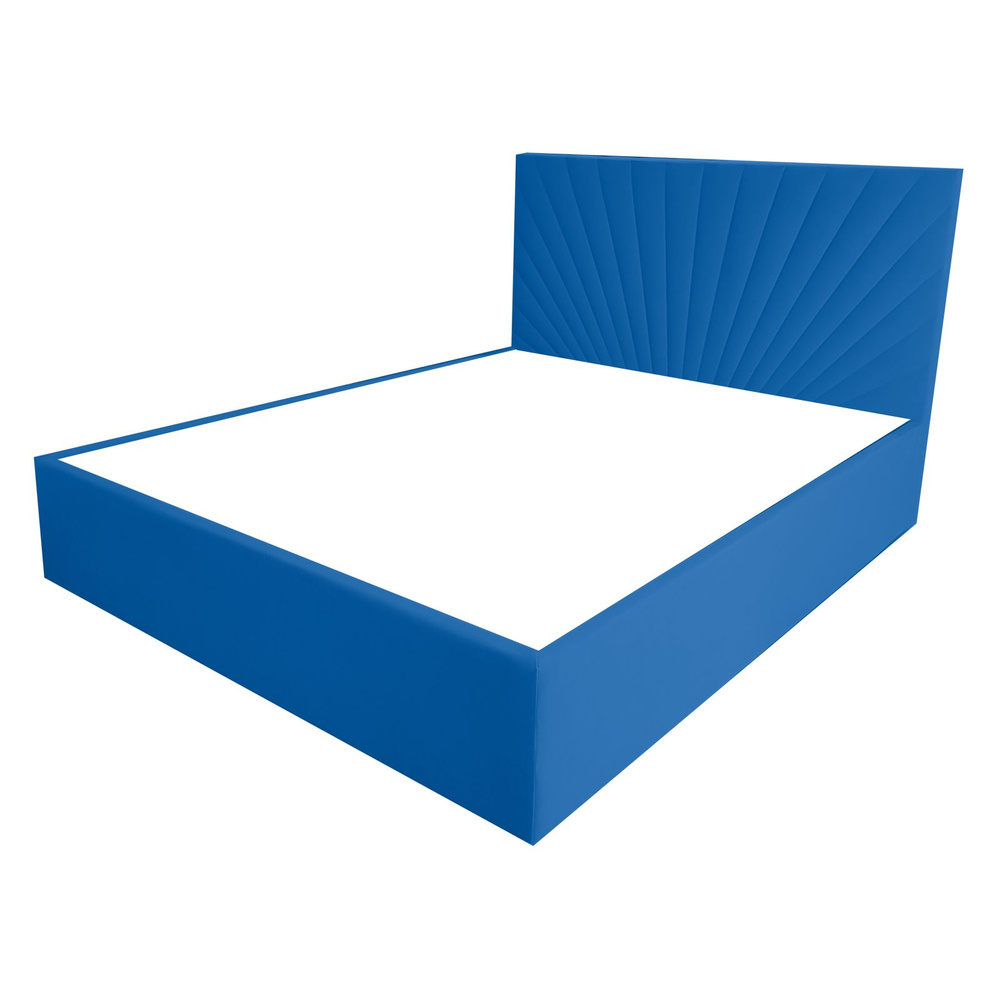 Двуспальная кровать Санремо Эко 180x200 основание металлическое с ламелями велюр синий ножки 5 см  #1
