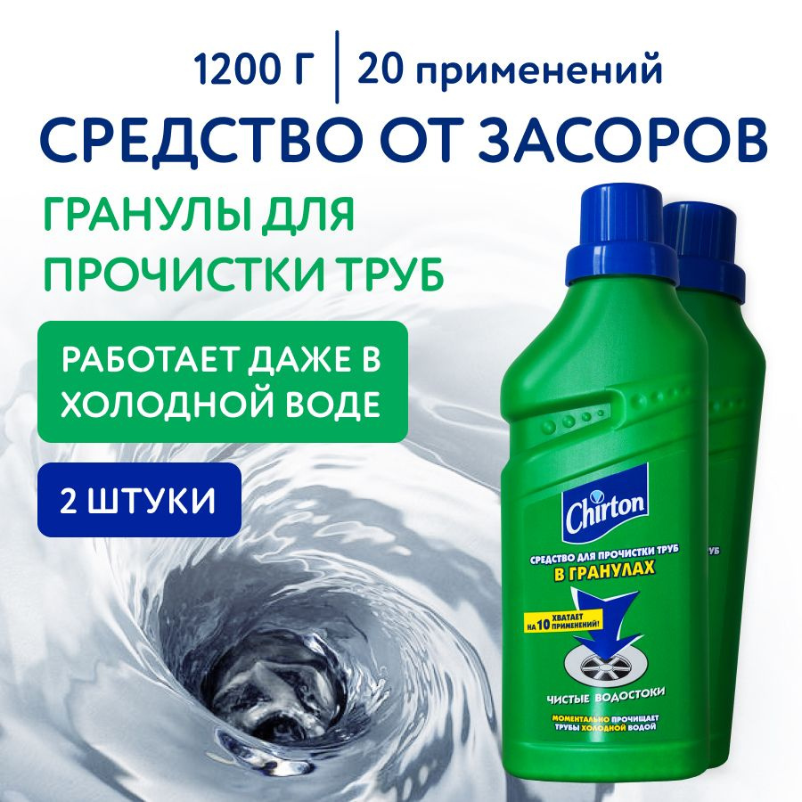 Средство для прочистки труб Chirton гранулы для канализации и очистки сливов от засоров и запахов, набор #1