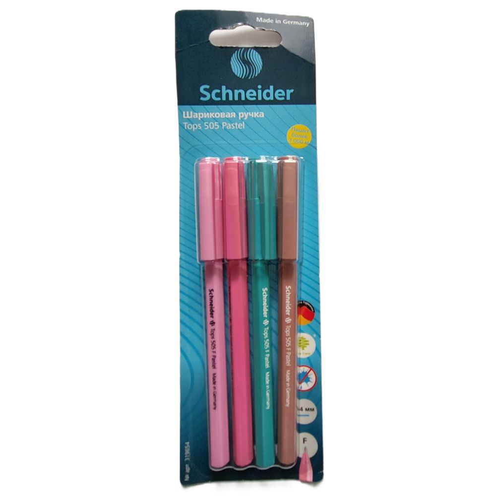 Набор шариковых ручек Schneider Tops 505 Pastel 4шт, синие #1