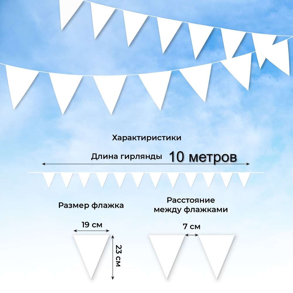 Флажковая лента из ткани, гирлянда из флажков на праздничные и спортивные мероприятия, на свадьбу и корпоратив, #1