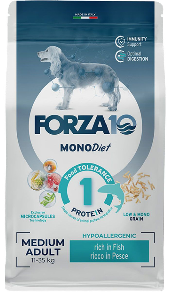 FORZA10 DOG MEDIUM MONODIET монобелковый для взрослых собак средних пород при аллергии с рыбой (1,5 кг) #1