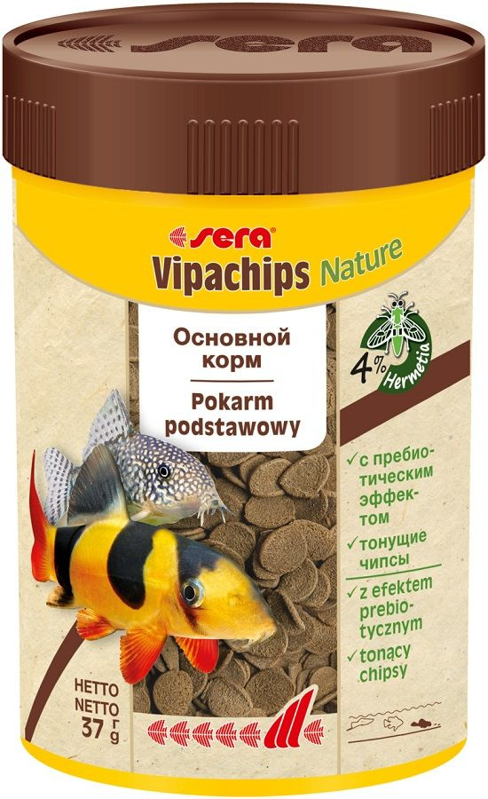 Vipachips 100мл. Корм для донных рыб, чипсы с водорослью спирулина  #1