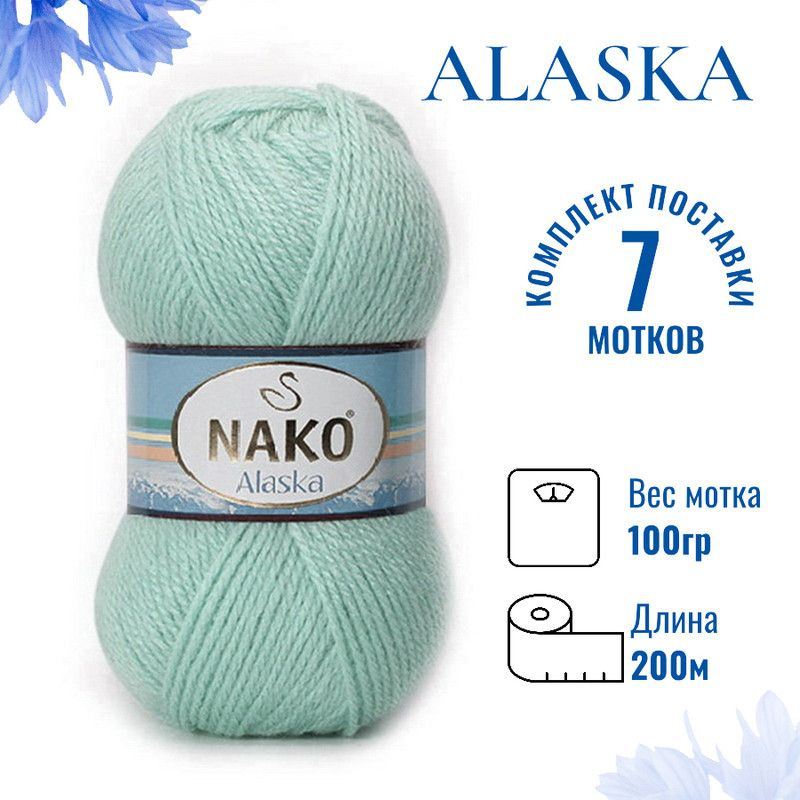 Пряжа для вязания Alaska Nako / Аляска Нако 10471 зимнее небо /7 штук (5%мохер, 15%шерсть, 80%акрил ,200м/100гр) #1