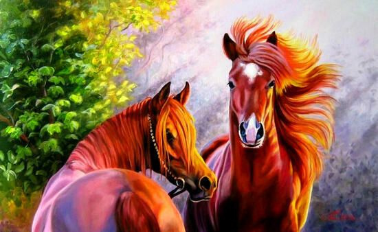 Картина по номерам на холсте 40х50 40 x 50 на подрамнике "Гордые лошади Самарская" DVEKARTINKI  #1