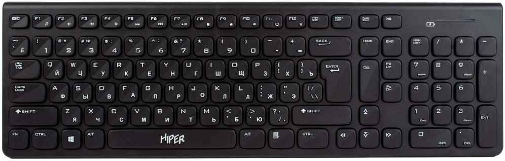 HIPER Клавиатура беспроводная WIRELESS KEYBOARD HOKW-111, black, Русская раскладка, черный  #1