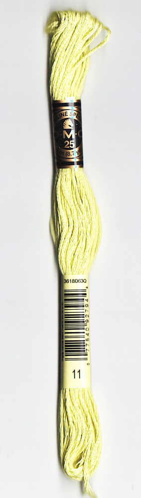 Мулине DMC (Франция), артикул 117, 100% хлопок, цвет 11 Лимонный, 1шт (пасма).  #1