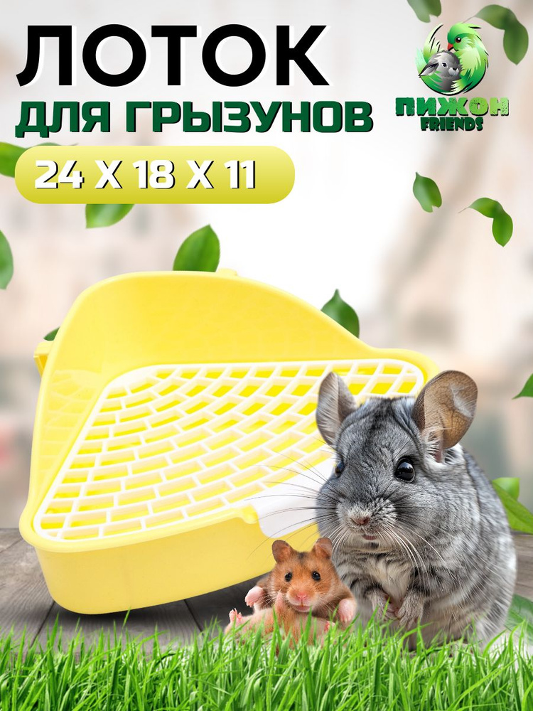 Туалет угловой для кроликов и хорьков "Пижон", 24 х 18 х 11 см, жёлтый  #1
