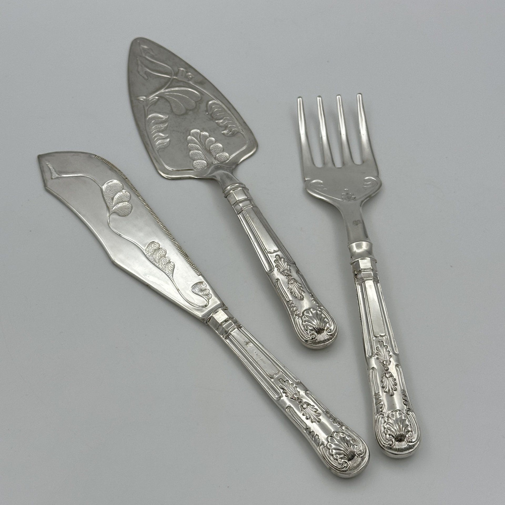 Набор сервировочный лопатка, нож, вилка, металл, серебрение, Великобритания, 1950-1970 гг.  #1