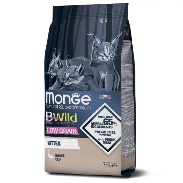 Monge Cat BWild Low Grain сухой низкозерновой корм для котят с мясом гуся 1,5 кг  #1