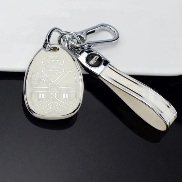 Чехол на ключ Тахо Шевроле Chevrolet Tahoe ТПУ белый с брелком #1