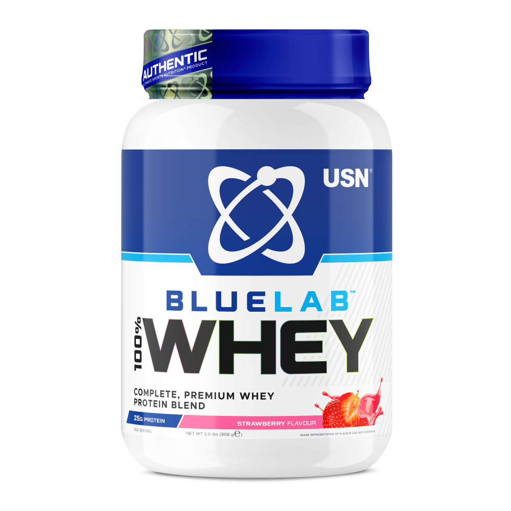 USN Протеин сывороточный, BlueLab Whey 908 грамм (Клубника) #1