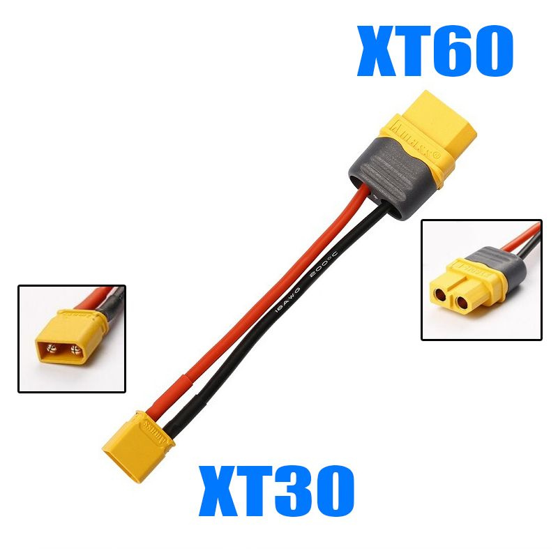 Переходник XT30 папа на XT60 мама / с кабелем 10см / 16AWG (XT30U-M to XT60H-F)  #1