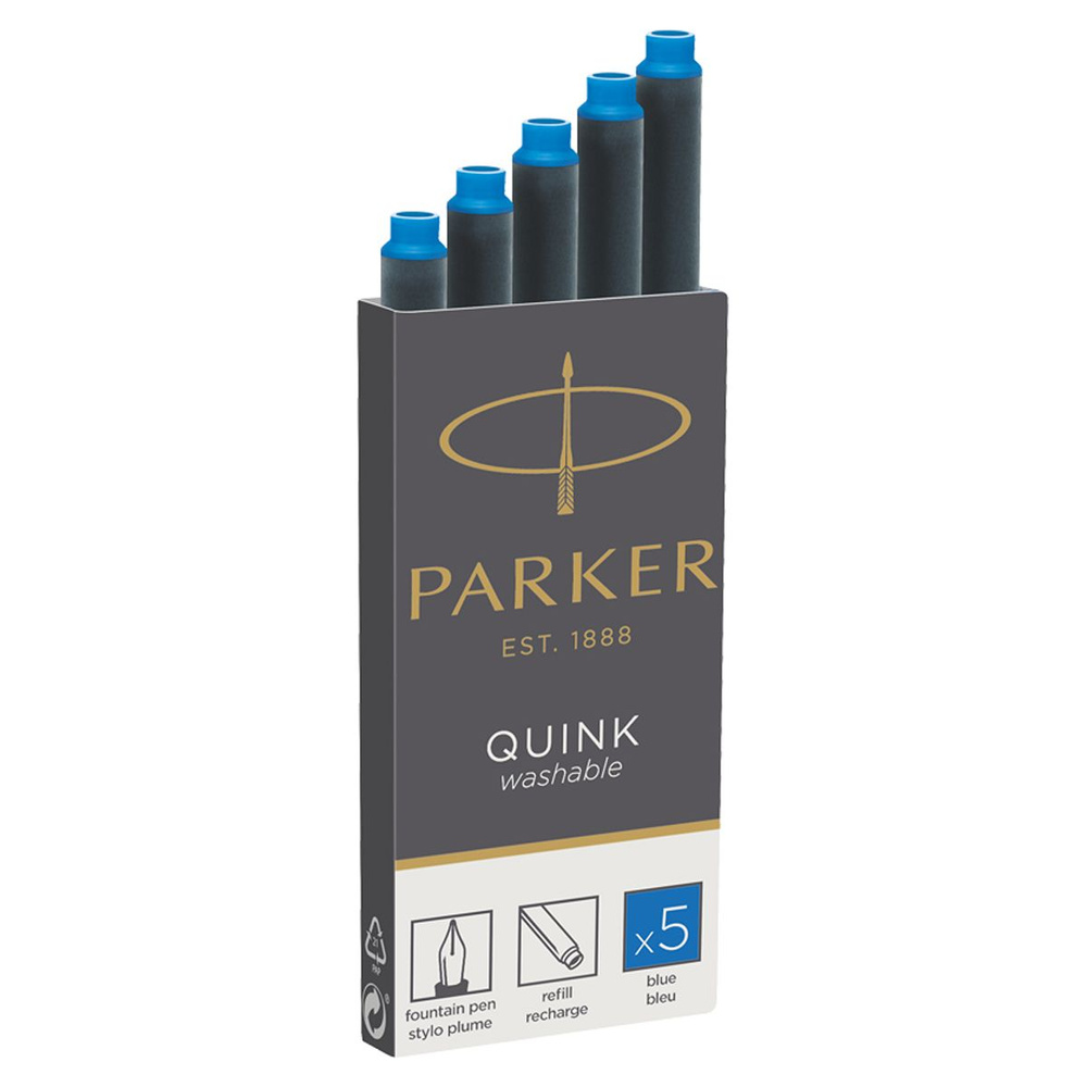 Картридж чернильный Parker "Cartridge Quink" смываемые синие, 5шт., картонная коробка (1950383)  #1