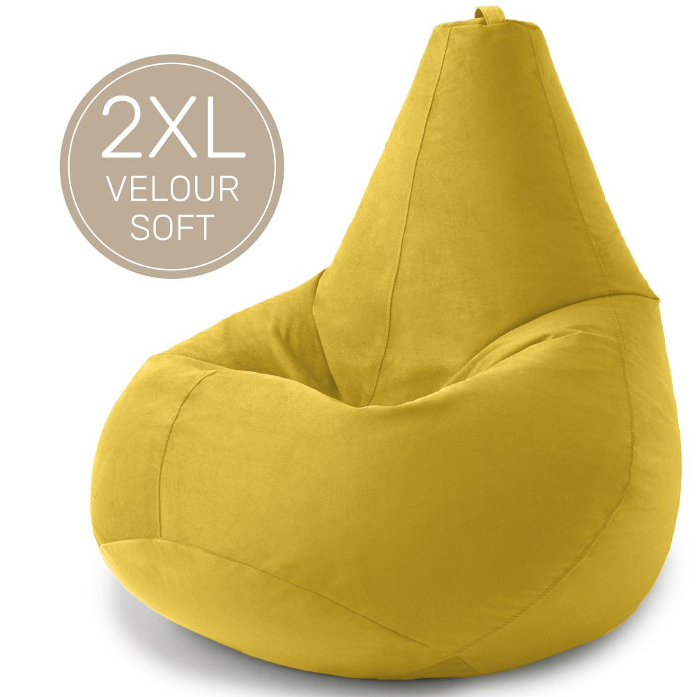Laavi Home Кресло-мешок Груша, Велюр натуральный, Размер XXL,желтый, хром  #1